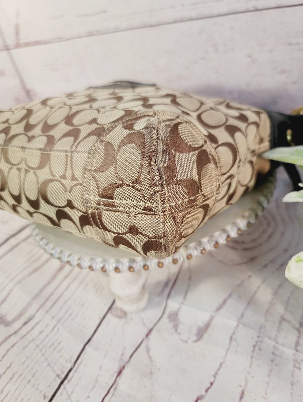 Vintage Y2K Coach Signature Canvas Hobo Crossbody-Shoulder Bag Brown Tan 12594 - Picture 8 of 16
